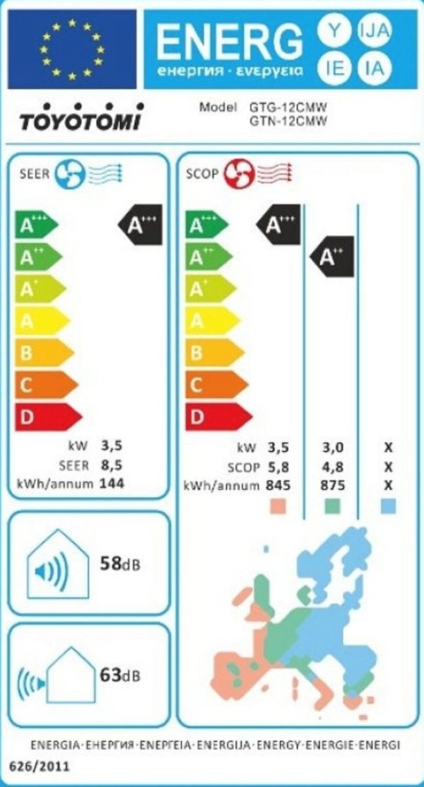 Toyotomi Gosai GTN-12CMW Κλιματιστικό Inverter 12000 BTU A+++/A++ με Ιονιστή και WiFi